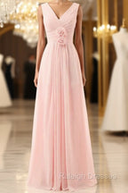 V-Neck Chiffon With Flower(S) Bridesmaid Dresses