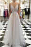 V Neck Floor Length Champagne Lace Prom Dress Champagne Lace Wedding Dress Prom Dress