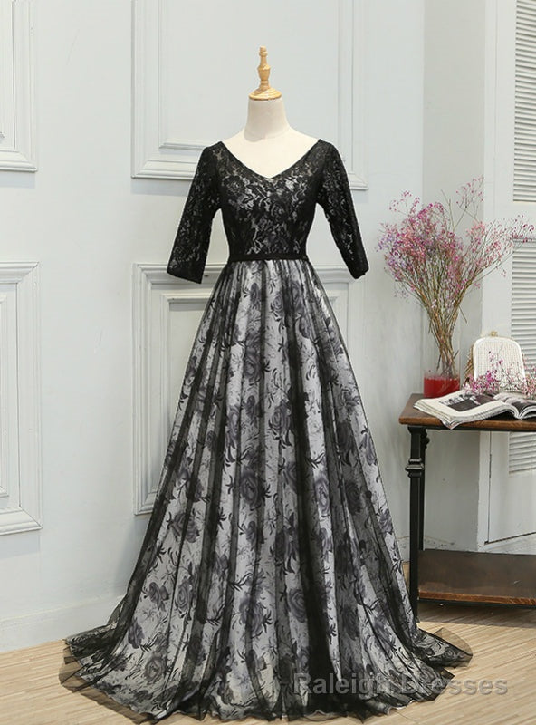 V-neck Half Sleeve Lace Prom Dress Main image