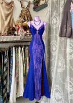 V Neck Lace Burgundy Prom Dresses Long Mermaid Prom Gowns