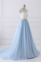 V Neck Light Blue Lace Prom Dress Light Blue Lace Prom Dress