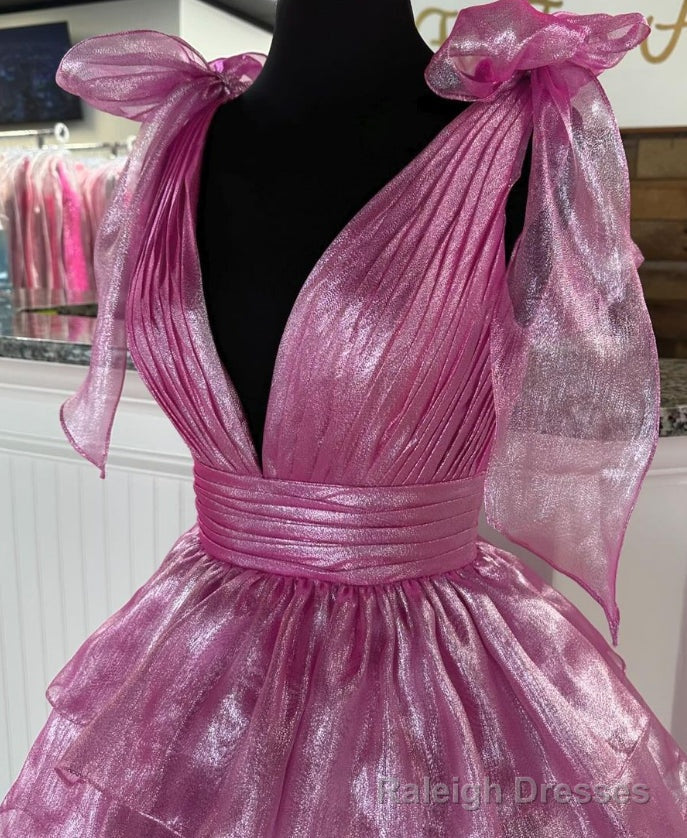 V-neck Long Prom Dress with Ruffle Skirt Secondary image