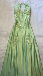 V-Neck Long Prom Dresses ,Light Green Evening Formal Gown