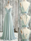 V Neck Mint Green Lace Prom Dresses, Mint Green Lace Formal Evening Dresses