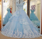 V Neck Off Shoulder Lace Appliques Beaded V Neck Tulle Wedding Dresses