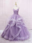 V Neck Purple Sequin Long Prom Dress, Purple V Neck Long Formal Prom Dresses