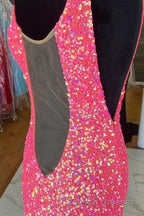 V neck Sequin Mermaid Long Prom Dresses