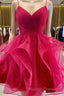 V Neck Short Burgundy Prom Dress Short Burgundy Prom Homecoming Graduation Dress