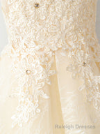 V Neck Short Champagne Lace Prom Dresses, Short Champagne Lace Formal Homecoming Dresses
