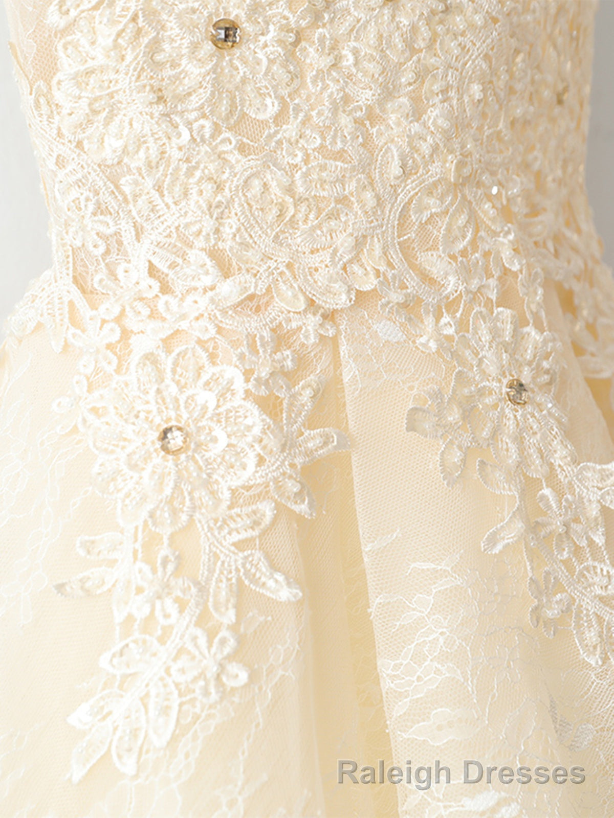 V Neck Short Champagne Lace Prom Dresses, Short Champagne Lace Formal Homecoming Dresses