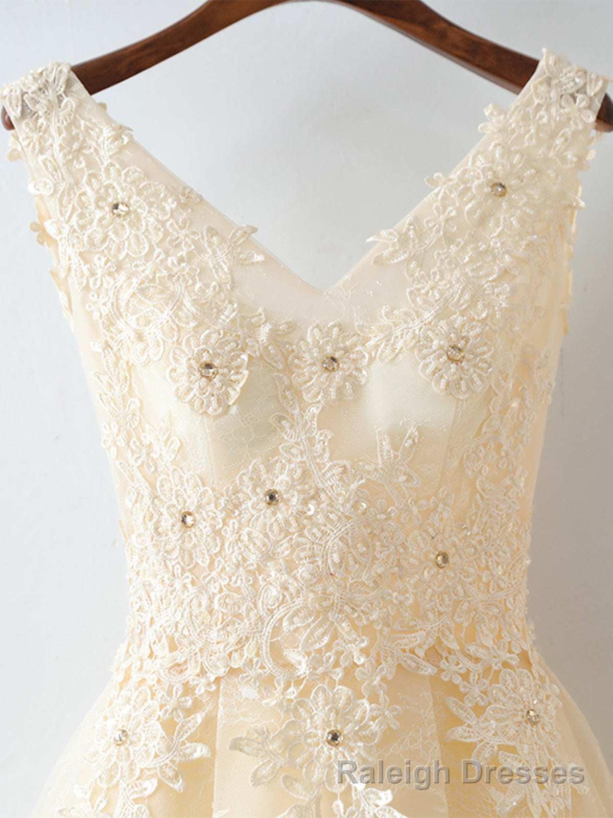 V Neck Short Champagne Lace Prom Dresses, Short Champagne Lace Formal Homecoming Dresses