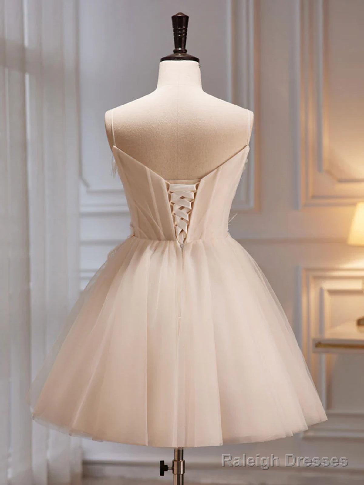 V Neck Short Champagne Prom Dress Short V Neck Chamapgne Graduation Homecoming Dress Secondary image