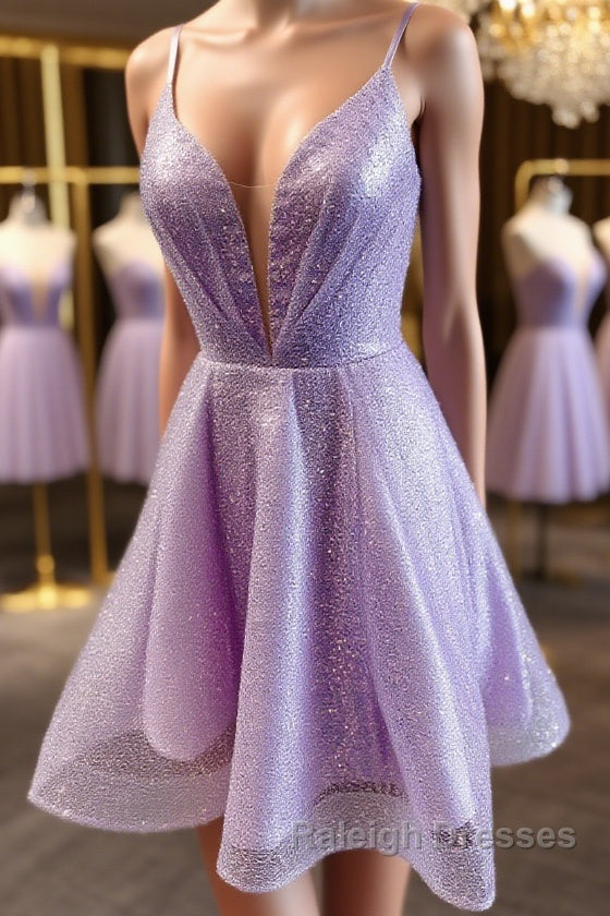 V Neck Short Purple Prom Dress Short V Neck Purple Prom Homecoming Dress