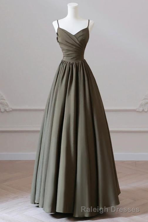 V-neck Spaghetti Strap Floor Length Prom Dress A-Line Backless Evening Party Dress Main image