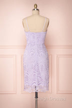 V-Neck Spaghetti Straps Lace Short Bridesmaids Dresses