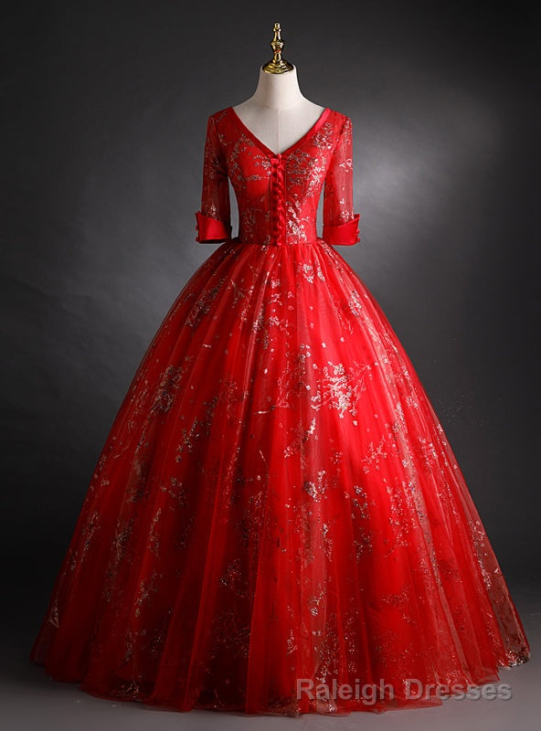 V-neck Tulle Sequins Short Sleeve Quinceanera Dress Main image