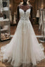 V Neck White Lace Wedding Dresses, V Neck White Lace Formal Prom Dresses