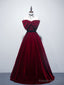 Velvet A-Line Burgundy Satin Long Prom Dresses Velvet Bridesmaid Dresses