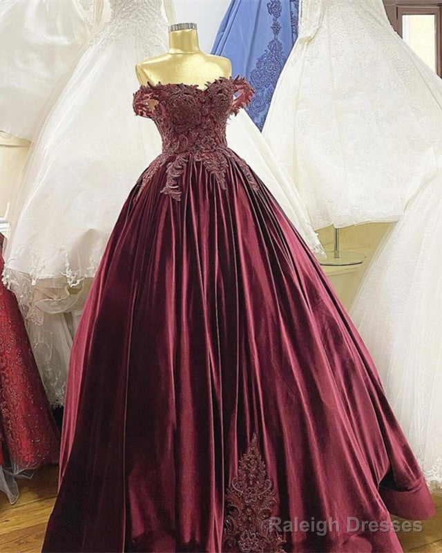 Velvet Ball Gowns Wedding Dresses Lace Embroidery Off The Shoulder