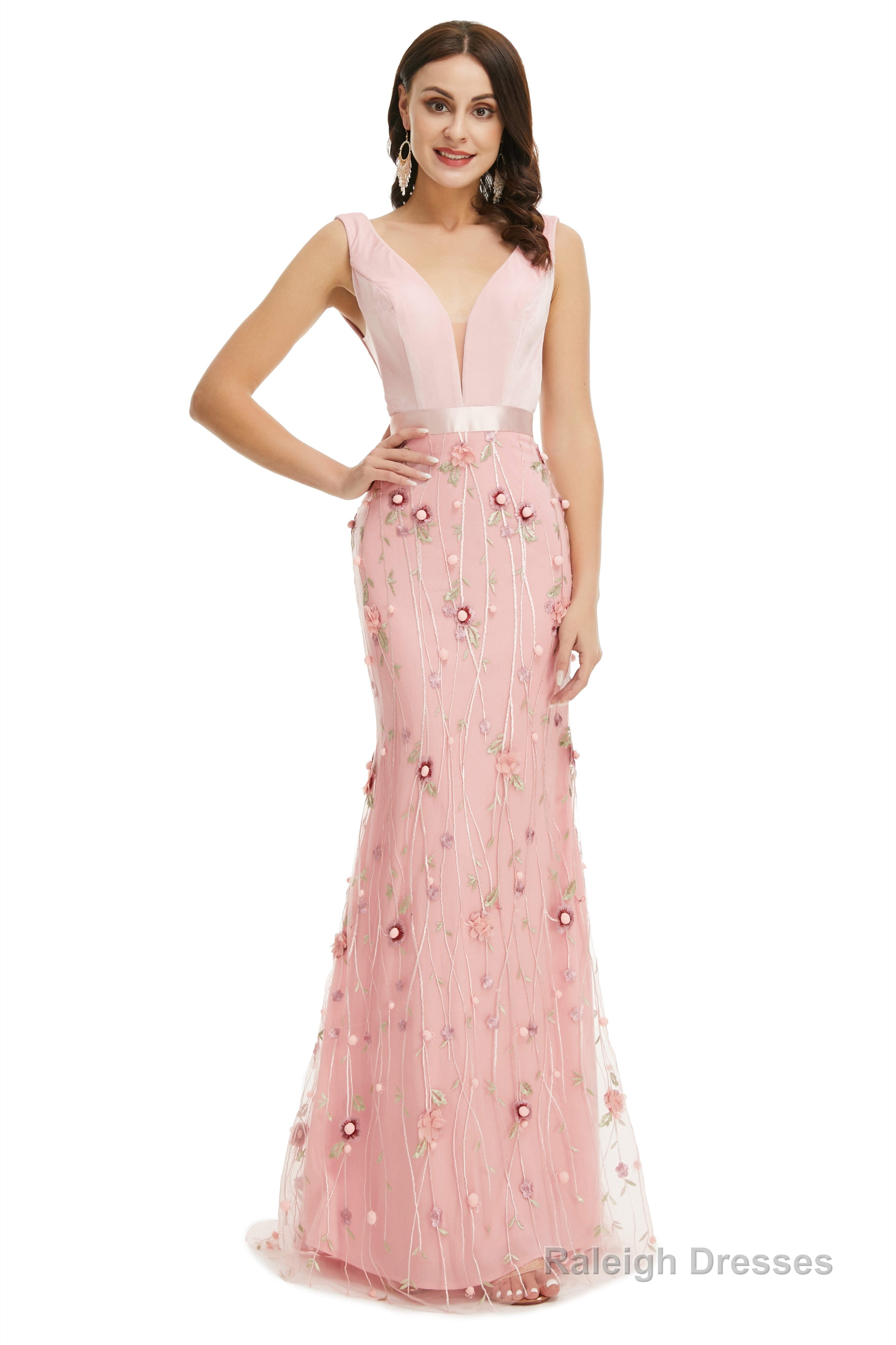 Velvet Mermaid Prom Dresses Lace 3D Flowers Main image