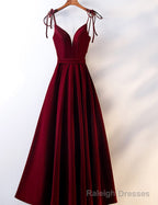 Velvet Straps Long V Neckline Long Prom Dress, Velvet Bridesmaid Dresses