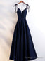 Velvet Straps Long V-neckline Long Party Dress, Velvet Bridesmaid Dresses