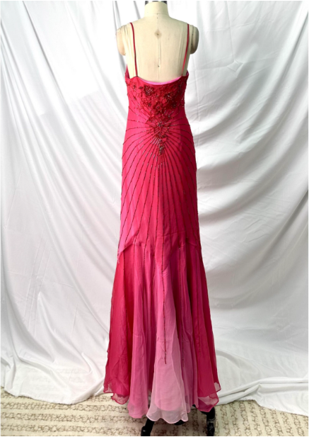 Vibrant Mermaid Thin Strap V-Neck Beaded Chiffon Long Formal Prom Dress Secondary image
