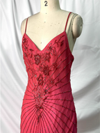 Vibrant Mermaid Thin Strap V-Neck Beaded Chiffon Long Formal Prom Dress