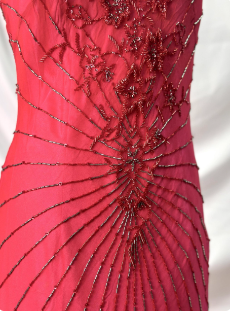 Vibrant Mermaid Thin Strap V-Neck Beaded Chiffon Long Formal Prom Dress