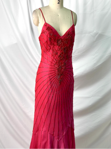 Vibrant Mermaid Thin Strap V-Neck Beaded Chiffon Long Formal Prom Dress