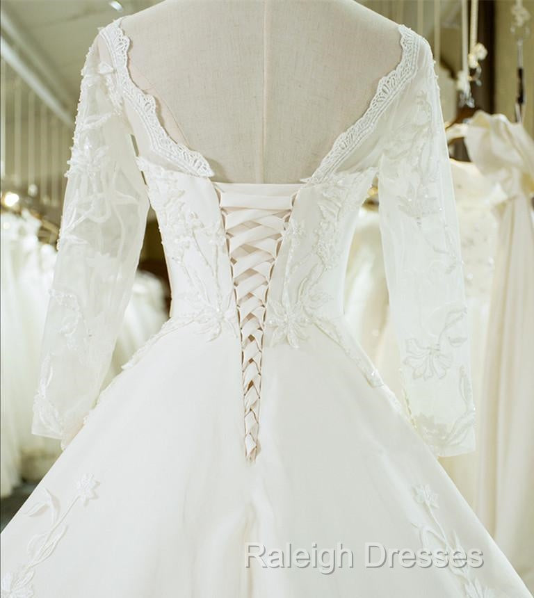 Vintage 1950S Lace Embroidery Ball Gowns Wedding Dress Long Sleeves Secondary image