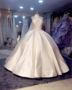 Vintage 1950S Style Satin Ball Gown Wedding Dress Halter Top