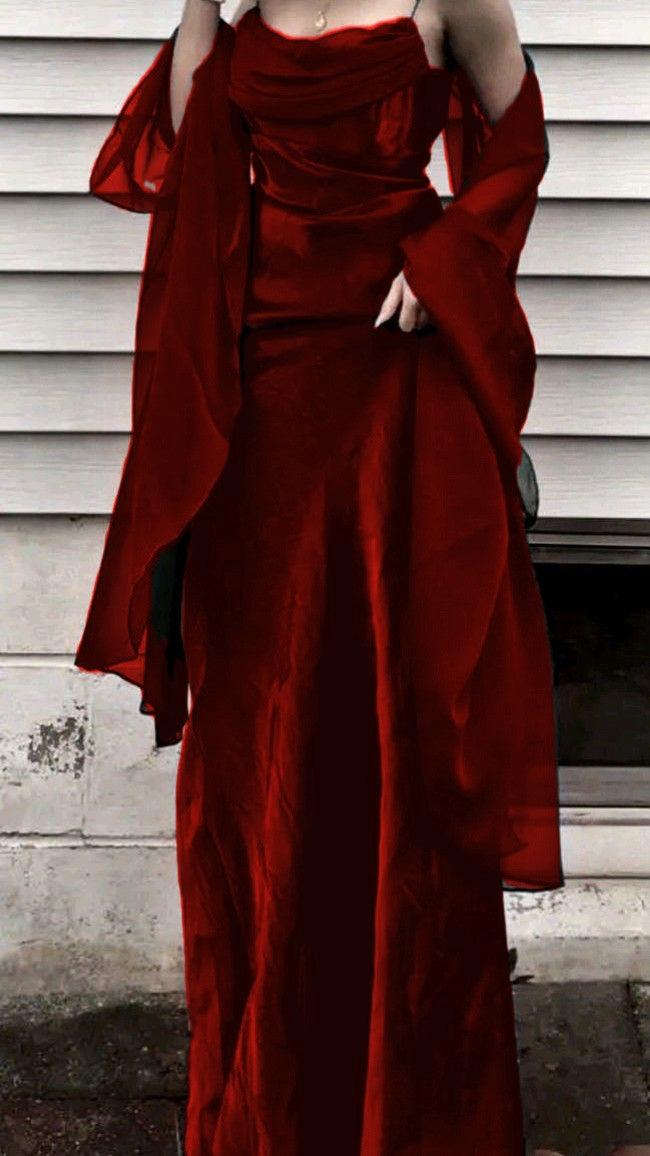 Vintage A Line Spaghetti Straps Green Chiffon Prom Dresses Long Evening Gown Formal Party Dress With Ribbon Secondary image