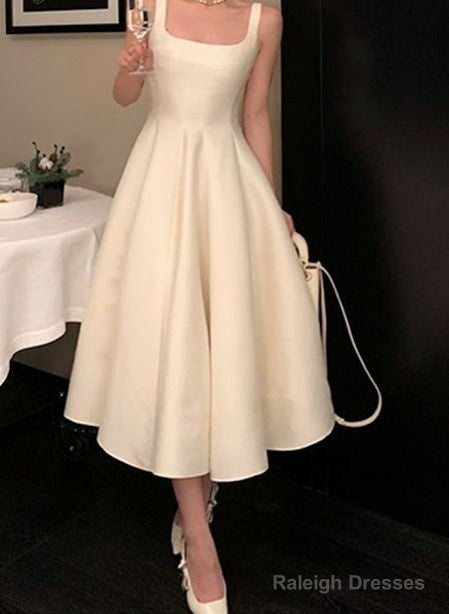 Vintage A-Line Square Neckline Satin Prom Dress Long Formal Dresses Secondary image