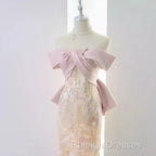 Vintage A Line Strapless Party Dresses Pink Prom Dresses