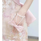 Vintage A Line Strapless Party Dresses Pink Prom Dresses