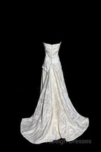 Vintage A-Line Strapless White Lace Prom Gown Fairy Prom Dress