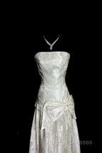 Vintage A Line Strapless White Lace Prom Gown Fairy Prom Dresses