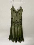Vintage A-Line Straps Green Prom Dress 22Th Birthday Outfit