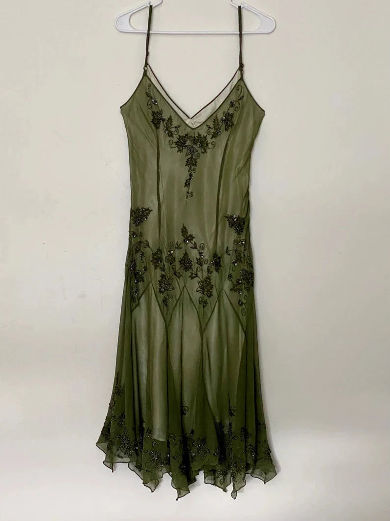 Vintage A-Line Straps Green Prom Dress 22Th Birthday Outfit
