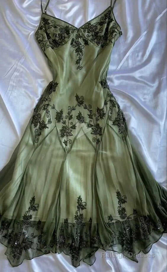 Vintage A line Straps Green Prom Dresses 22th Birthday Outfit Secondary image