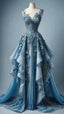 Vintage A-Line Sweetheart Neck Chiffon Applique Long Prom Dresses Prom Dresses