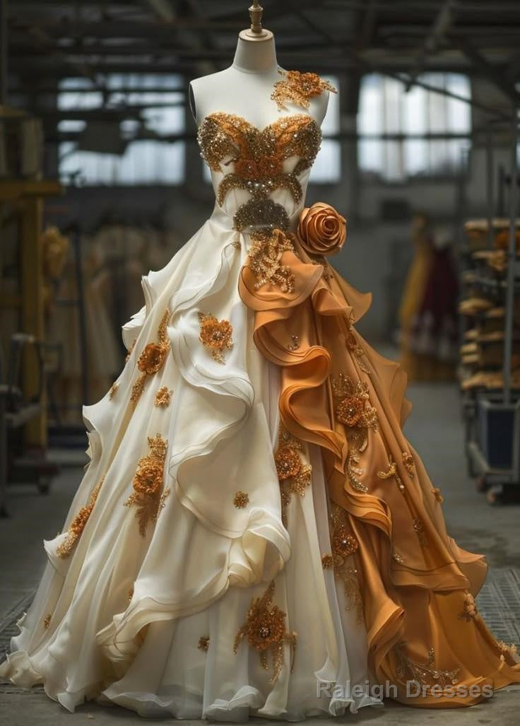 Vintage A-Line Sweetheart Chiffon Beaded Long Prom Dress Strapless Applique Wedding Dress Evening Dress Secondary image