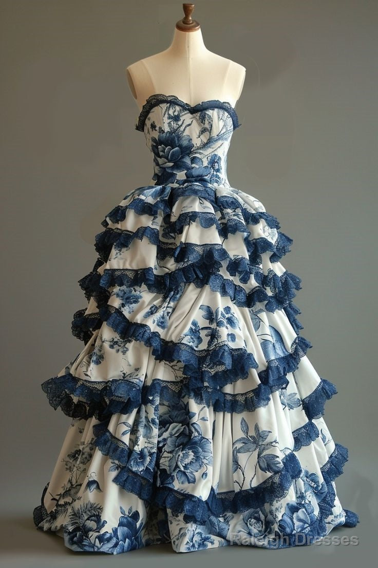 Vintage A-Line Sweetheart Chiffon Lace Prom Dresses Long Elegant Layed Floral Wedding Dresses Secondary image