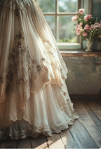 Vintage A-Line Sweetheart Neck Tulle Lace Prom Dresses Long Applique Sweet Flower Wedding Dresses