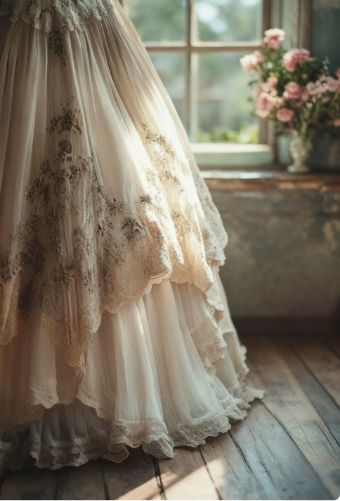 Vintage A-Line Sweetheart Neck Tulle Lace Prom Dresses Long Applique Sweet Flower Wedding Dresses