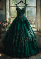 Vintage A-Line Sweetheart Neck Tulle Lace Prom Dresses Long Applique Sweet Flower Wedding Dresses