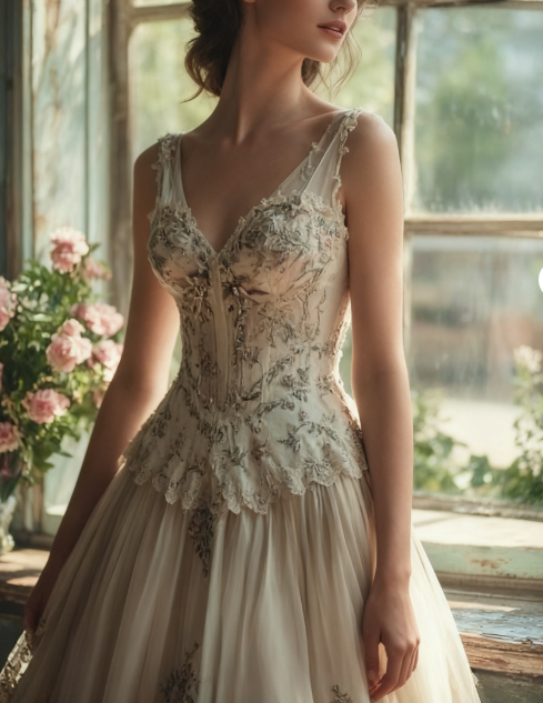 Vintage A-Line Sweetheart Neck Tulle Lace Prom Dresses Long Applique Sweet Flower Wedding Dresses