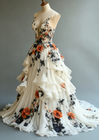 Fairytale A-Line Wedding Dresses Œ¸Chiffon 3D Applique Prom Dresses