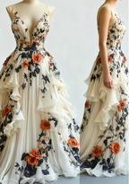 Fairytale A-Line Wedding Dresses Œ¸Chiffon 3D Applique Prom Dresses